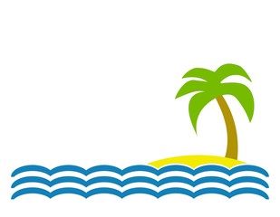 Wellen mit Insel und Palme
