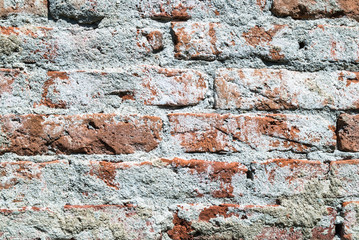 Red bricks wall texture on daylight outside