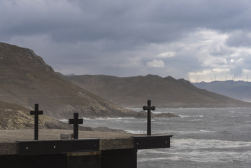 Stone crosses in the coast.