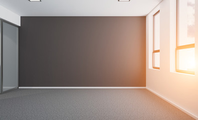 Empty interior. 3D rendering. Sunset