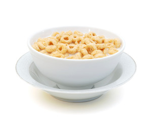 Bowl with cereal isolated on white
