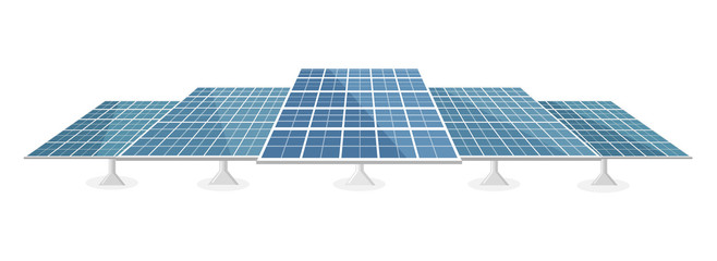 Solaranlage isoliert auf wei&szlig;em Hintergrund Flat Design