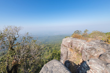 Fototapeta na wymiar rock and landscape from viewpoint in Phu Hin Rong Kla