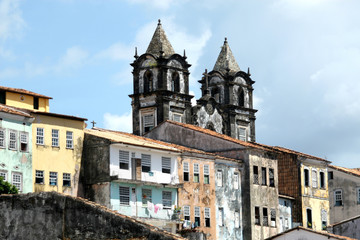 Fototapeta na wymiar Colonial architecture of Salvador - Pelourinho, Brazil. 2017