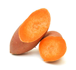 Fototapeta na wymiar Sweet potato on white