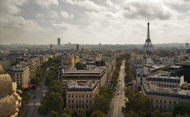 Fototapeta na wymiar Cityscape of Paris, France from the Arc de Triomphe