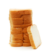 Sliced bread on a white background