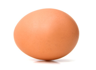 Brown egg on white background
