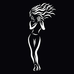 Beautiful slender woman in motion