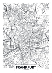 Fototapeta na wymiar Detailed vector poster city map Frankfurt