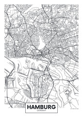 Detailed vector poster city map Hamburg