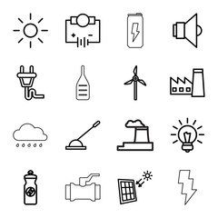 Energy icons. set of 16 editable outline energy icons