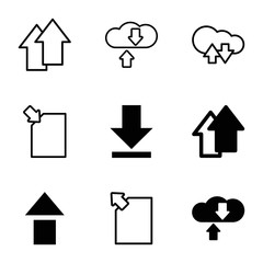Upload icons. set of 9 editable filled and outline upload icons
