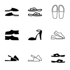 Sandals icons. set of 9 editable filled and outline sandals icons