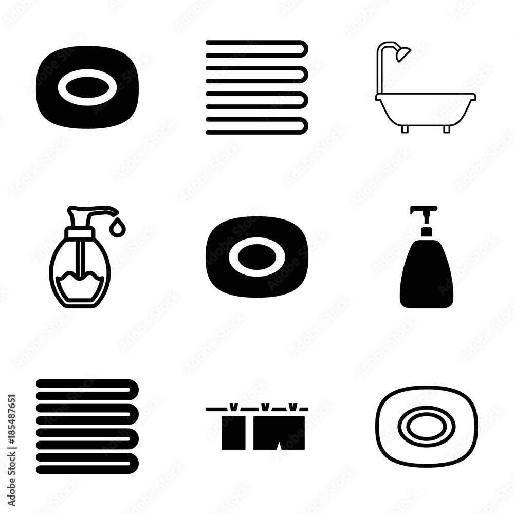 Sticker bath icons. set of 9 editable filled and outline bath icons