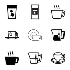 Coffee icons. set of 9 editable filled and outline coffee icons