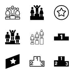 Ranking icons. set of 9 editable filled and outline ranking icons