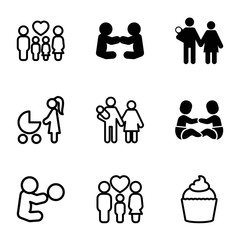 Mom icons. set of 9 editable filled and outline mom icons