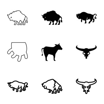 Cattle icons. set of 9 editable filled and outline cattle icons