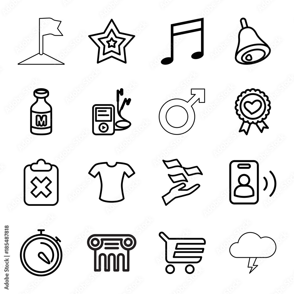 Poster Button icons. set of 16 editable outline button icons