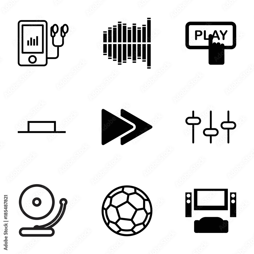Poster player icons. set of 9 editable filled and outline player icons