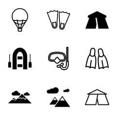 Adventure icons. set of 9 editable filled and outline adventure icons