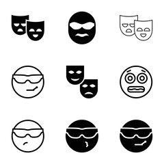 Humor icons. set of 9 editable filled and outline humor icons