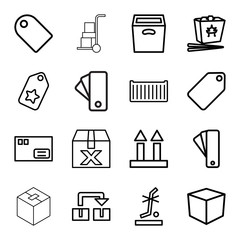 Cardboard icons. set of 16 editable outline cardboard icons