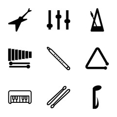 Musical icons. set of 9 editable filled and outline musical icons
