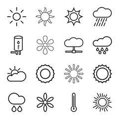 Climate icons. set of 16 editable outline climate icons