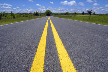 Yellow lines on the road