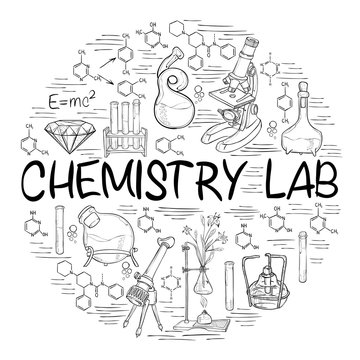 Chemistry lab sketch banner