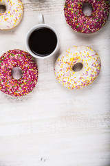 Donuts and a cup of coffee