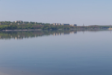 View on the Svetlovodsk city on the shore of Kremenchug reservoir on the river Dnieper