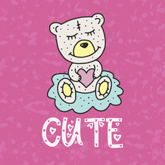 Cute vector card. Cartoon illustration.