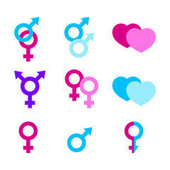 Vector sing bright Pride lgbt rainbow color male and female symbol