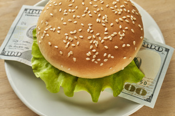 Financial hamburger. View from above