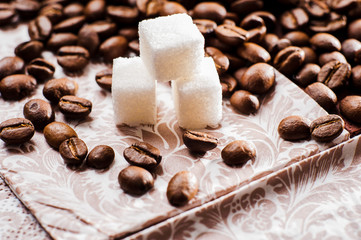 Fresh-ground coffee beans