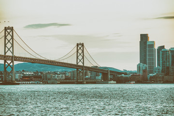 Bay Bridge at sunset, San Francisco