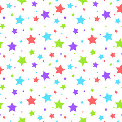 Fototapeta na wymiar Colorful stars and dots seamless pattern