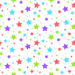 Colorful stars and dots seamless pattern