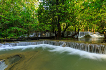 Huai-mae-kha-min waterfall, Beautiful waterwall in nationalpark of Kanchanaburi province, ThaiLand.