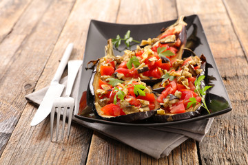 baked aubergine with vegetable