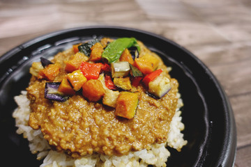 Japanese minced pork dry curry bento