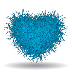 Big cold blue spiked heart. Gothic style, 3d effect, vector illustration isolated on white background