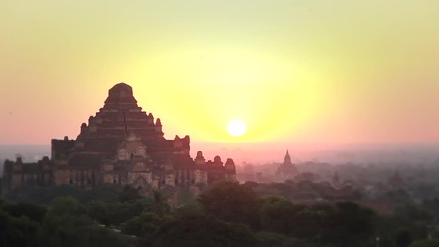 Sunrise on Bagan pagodas in Myanmar