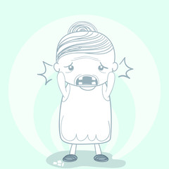 Character design concept of elderly falls : time to broken tooth or Lost teeth