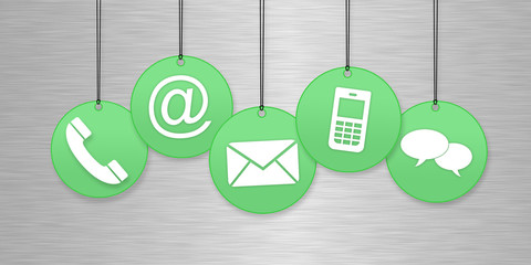Contact us page concept with green icons 