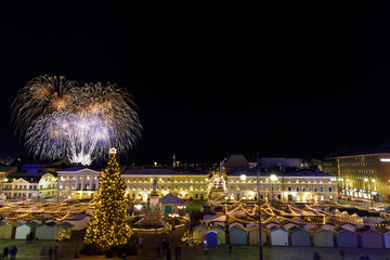 Independence day fireworks in Helsinki, Finland on December 06, 2017