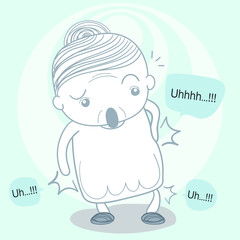 Character design concept of elderly falls : alway fatigue